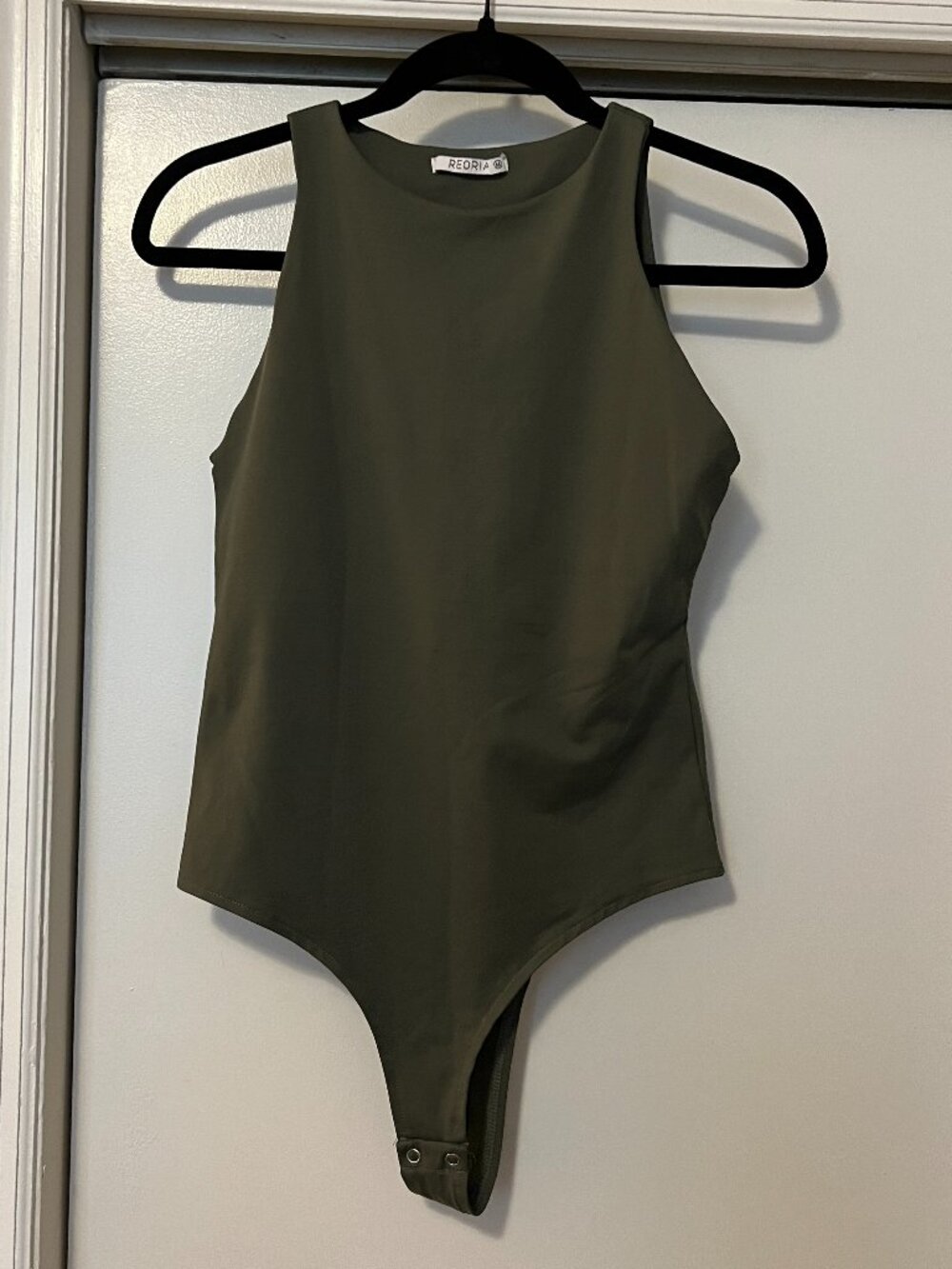 Reoria Olive Green Double Lined High Neck Bodysuit